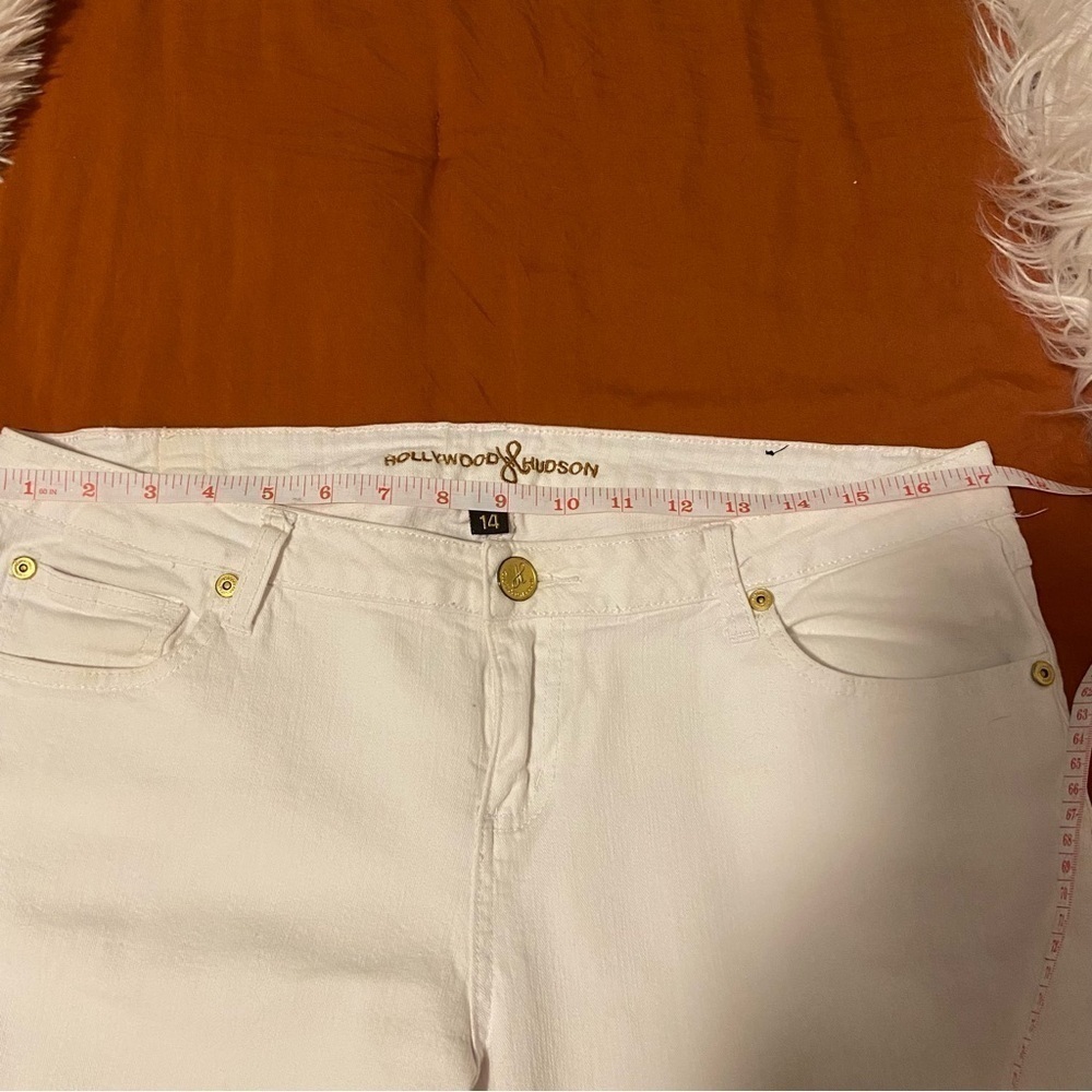 Hudson Vintage Hollywood Los Angeles Women's Sz 14 White  Jeans Ankle Zip - Picture 15 of 15